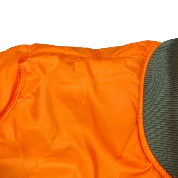 Alpha Industries MA-1 Reversible Bomber Jacket Satin Army Green Womens Medium - Picture 9 of 10